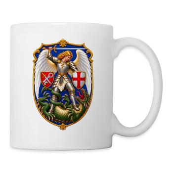 Erzengel Michael im Kampf gegen Drache - Tasse - Weiß - Rechts