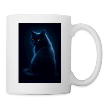 Nocturne Katze im Indigo-Glanz - Tasse - Weiß - Rechts