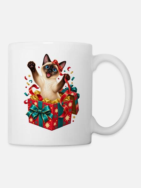 Kuschelkätzchen im Geschenkpaket - Tasse - Weiß