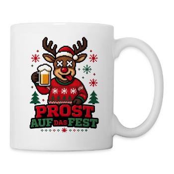 Prost auf das Fest – Rentier Bier Ugly Sweater - Tasse - Weiß - Rechts