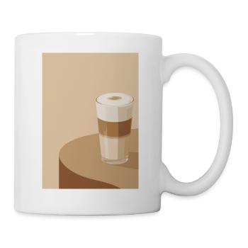 Latte Macchiato – Minimalistisches Kaffee-Motiv - Tasse - Weiß - Rechts