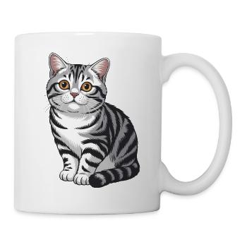 Tabby-Katzenporträt - Tasse - Weiß - Rechts