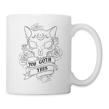 You Goth This - Süßes Katzen-Totenkopf Design - Tasse - Weiß - Rechts