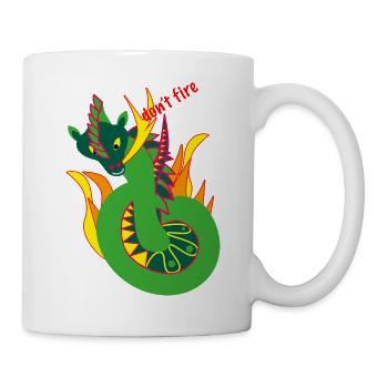 Feuerdrachen "don't fire", Abstraktion - Tasse - Weiß - Rechts