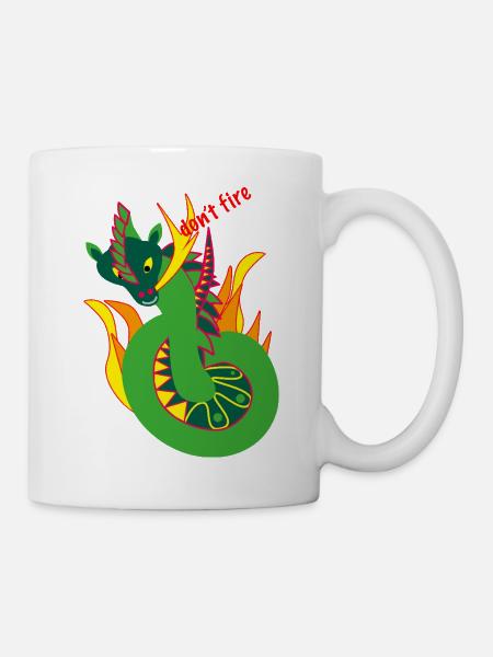 Feuerdrachen "don't fire", Abstraktion - Tasse - Weiß