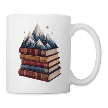  Bücherstapel Mit Bergen Fantasie Lesen Abenteuer - Tasse - Weiß - Rechts