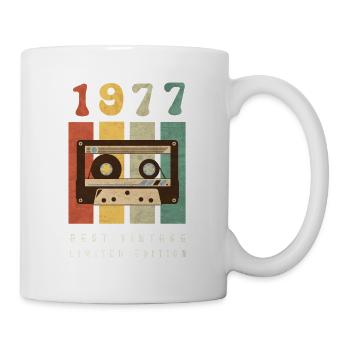 1977 Best Vintage Kassette – 70er Retro Kult Motiv - Tasse - Weiß - Rechts