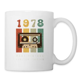 1978 Best Vintage Kassette – 70er Retro Kult Motiv - Tasse - Weiß - Rechts