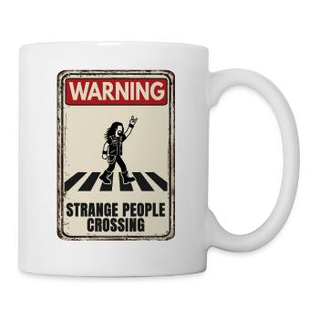 WARNING - Strange People Crossing - HEAVY METAL - Tasse - Weiß - Rechts