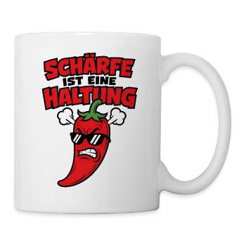 Schärfe ist eine Haltung wütende Chili Design - Tasse - Weiß - Rechts
