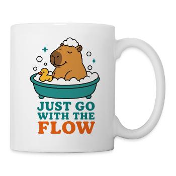 Just Go With the Flow – Capybara im Bad - Tasse - Weiß - Rechts