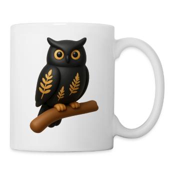 Eule mit goldenen Blättern - Tasse - Weiß - Rechts