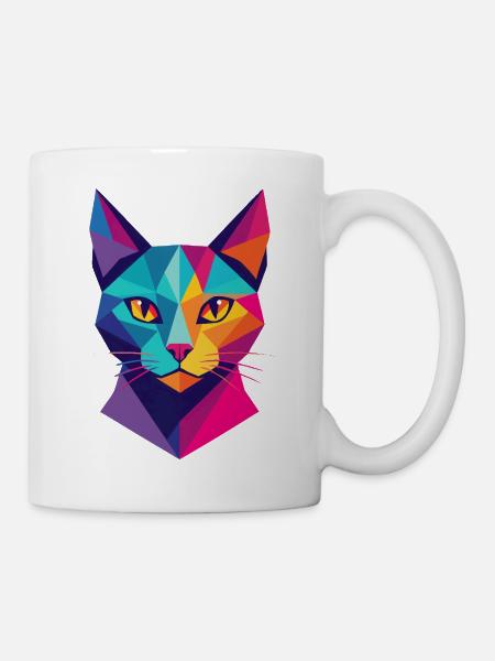 Katze Polygon Geometrie - Tasse - Weiß