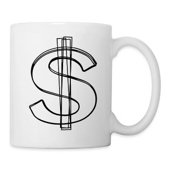 Dollarzeichen handgezeichnet - Tasse - Weiß - Rechts