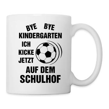 "Kicken auf dem Schulhof" – Der coole Schulstart - Tasse - Weiß - Rechts