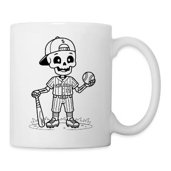 Niedliches Baseball-Skelett Vintage-Halloween-Sportarten - Tasse - Weiß - Rechts