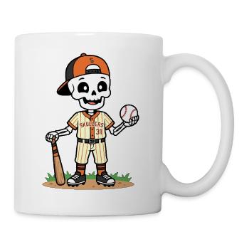 Niedlicher Skelett-Baseballspieler Spooky Halloween - Tasse - Weiß - Rechts