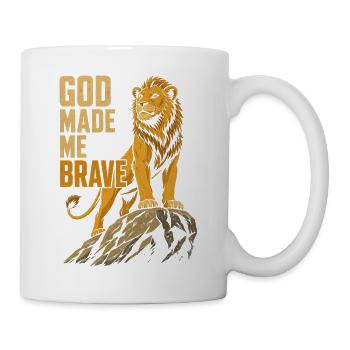 Gott machte mich mutig junger Löwe Christlich - Tasse - Weiß - Rechts