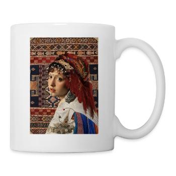 Ethnisches Porträt und böhmischer Wandteppich - Tasse - Weiß - Rechts