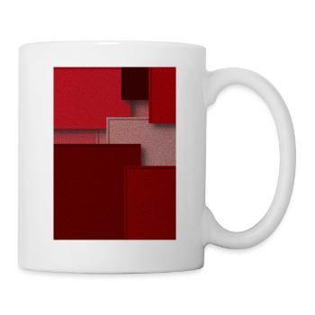 Rote Geometrie in abstrakten Blöcken - Tasse - Weiß - Rechts