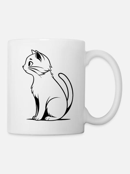 Schwarze Katze - Tasse - Weiß