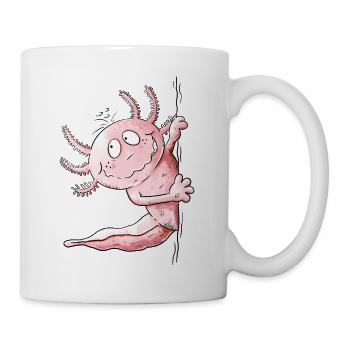 Lustiger Axolotl um die Ecke | Amphibie Geschenk - Tasse - Weiß - Rechts
