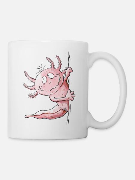 Lustiger Axolotl um die Ecke | Amphibie Geschenk - Tasse - Weiß