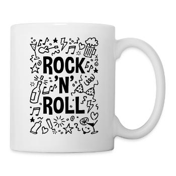 Rock 'n' Roll (Musik / Party / Scribble / Black) - Tasse - Weiß - Rechts