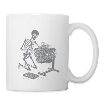 Skelettmechaniker in der Werkstatt - Tasse - Weiß - Rechts