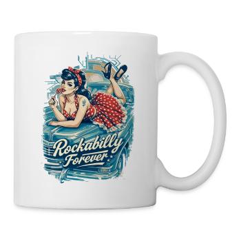 Rockabilly Forever: Vintage Pin-Up Girl - Tasse - Weiß - Rechts