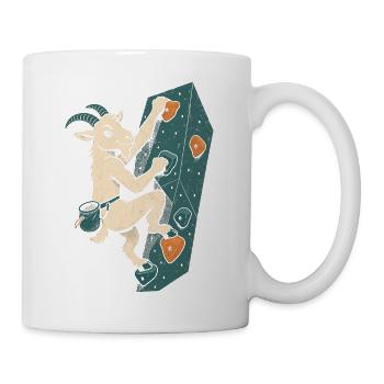 Bouldern Ziege Kletterhalle Chalkbag Boulderer - Tasse - Weiß - Rechts