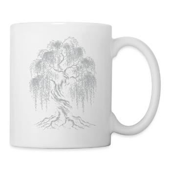 Silhouette des Weinweidenbaums - Tasse - Weiß - Rechts