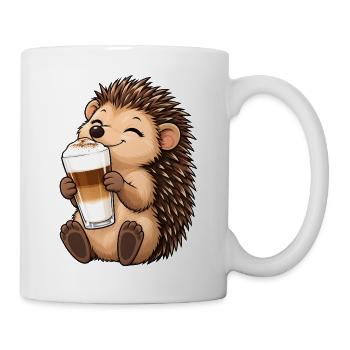 Igel mit Latte Macchiato - Tasse - Weiß - Rechts