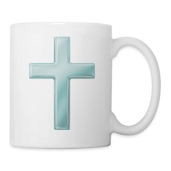 Glänzendes Metallkreuz-Design - Tasse - Weiß - Rechts