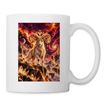 Kosmischer Widder im Sternenfeuer - Tasse - Weiß - Rechts