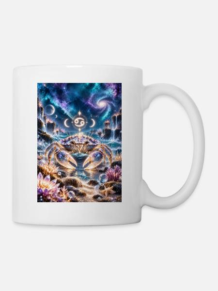 Kosmischer Krebs im Sternmeer - Tasse - Weiß