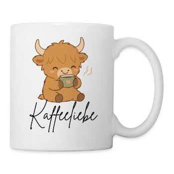 Kuscheltier Kuh mit Herzkaffee - Tasse - Weiß - Rechts