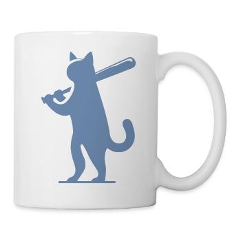 Minimalist Cat Baseball Player Silhouette - Tasse - Weiß - Rechts