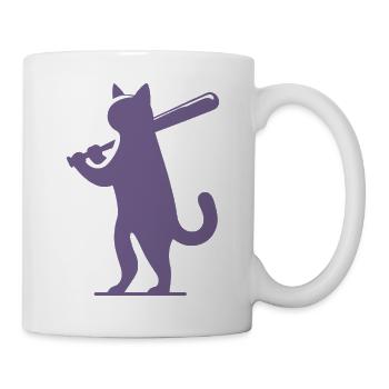 Minimalistische Katzen-Baseballspieler Silhouette - Tasse - Weiß - Rechts