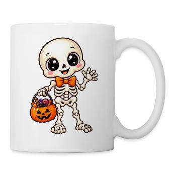 Niedliches Halloween-Skelett und Kürbis - Tasse - Weiß - Rechts