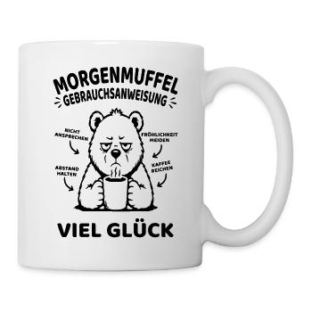 Morgenmuffel Gebrauchsanweisung Kaffee Tee  - Tasse - Weiß - Rechts