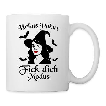 Hokus Pokus Fick Dich Modus freche Hexe Spruch - Tasse - Weiß - Rechts
