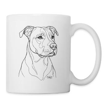 American Staffordshire Terrier BK Porträt - Tasse - Weiß - Rechts