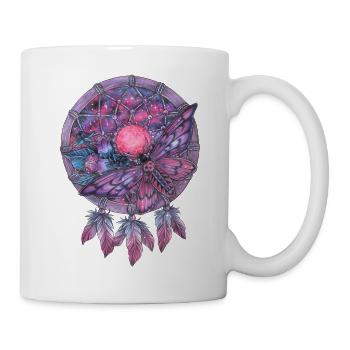 Traumfänger mit Motte Nacht Galaxy Albtraum Kunst - Tasse - Weiß - Rechts