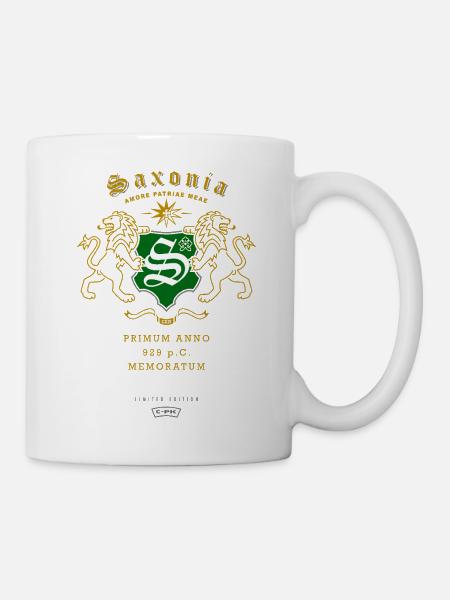 Saxonia Wappen Löwen-Emblem - Tasse - Weiß