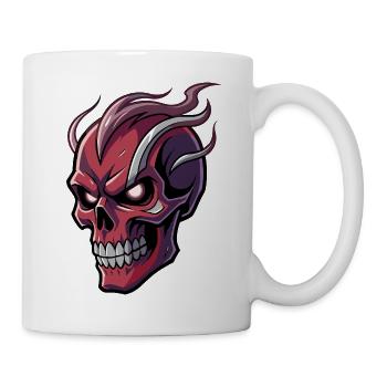 Dämonischer Schädel mit leuchtenden Augen und feurigem Haar - Tasse - Weiß - Rechts
