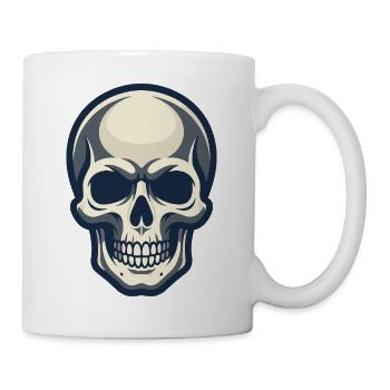 Stilisierte menschliche Schädelillustration mit dunklem Gesicht - Tasse - Weiß - Rechts
