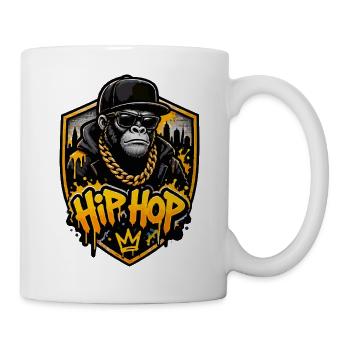 Hip-Hop Gorilla mit Goldkette - Tasse - Weiß - Rechts