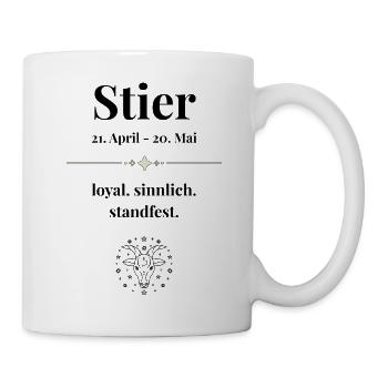 Stier Sternzeichen Eigenschaften - Tasse - Weiß - Rechts