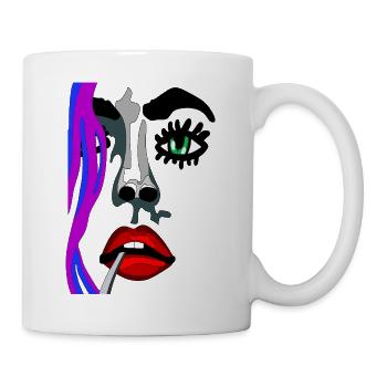 Surreales Farbgesicht Portrait - Tasse - Weiß - Rechts